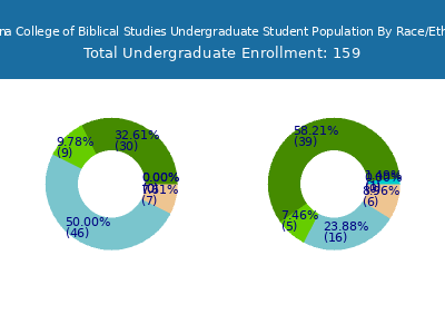 Carolina College of Biblical Studies 2025 Undergraduate Enrollment by Gender and Race chart