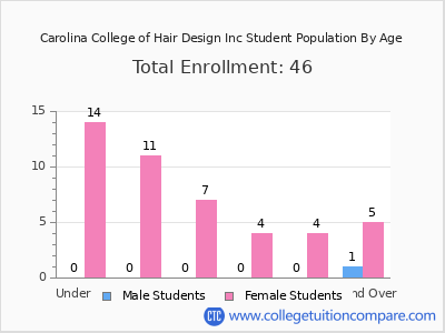 Carolina College of Hair Design Inc 2024 Student Population by Age chart