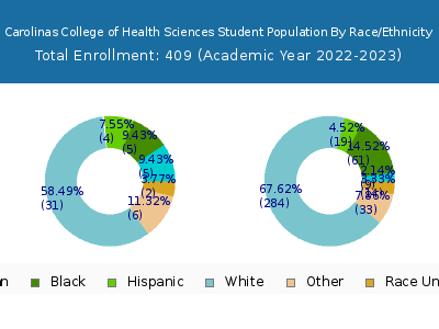 Carolinas College of Health Sciences 2023 Student Population by Gender and Race chart