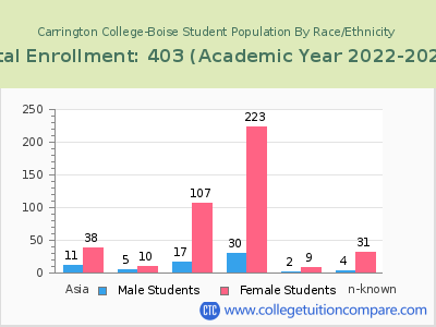 Carrington College-Boise 2023 Student Population by Gender and Race chart