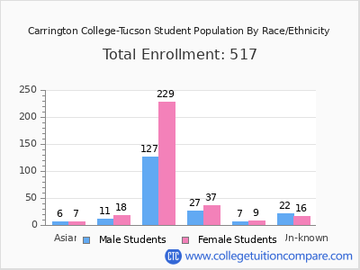 Carrington College-Tucson 2025 Student Population by Gender and Race chart