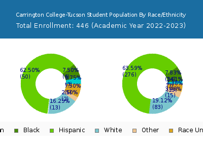 Carrington College-Tucson 2023 Student Population by Gender and Race chart