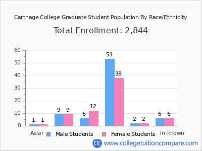 Carthage College 2025 Graduate Enrollment by Gender and Race chart