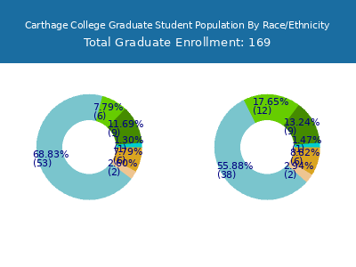 Carthage College 2025 Graduate Enrollment by Gender and Race chart
