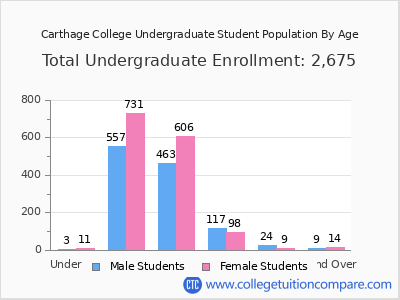 Carthage College 2024 Undergraduate Enrollment by Age chart