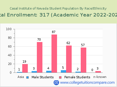 Casal Institute of Nevada 2023 Student Population by Gender and Race chart