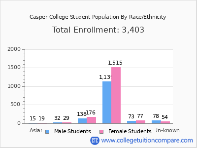 Casper College 2025 Student Population by Gender and Race chart