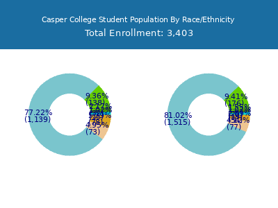 Casper College 2025 Student Population by Gender and Race chart