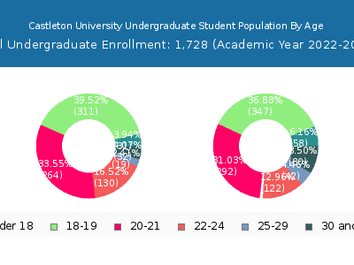 Castleton University 2023 Undergraduate Enrollment Age Diversity Pie chart