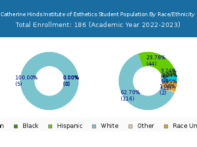 Catherine Hinds Institute of Esthetics 2023 Student Population by Gender and Race chart