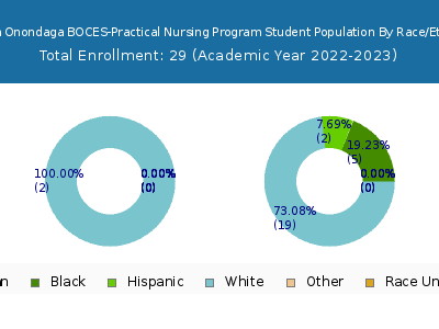 Cayuga Onondaga BOCES-Practical Nursing Program 2023 Student Population by Gender and Race chart