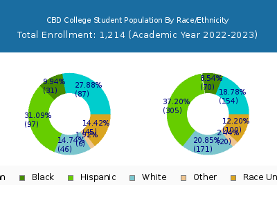 CBD College 2023 Student Population by Gender and Race chart