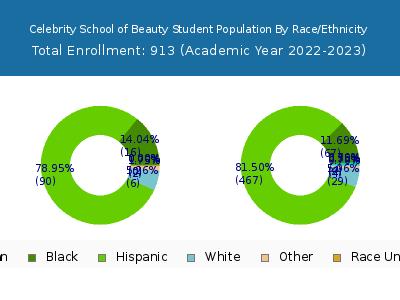 Celebrity School of Beauty 2023 Student Population by Gender and Race chart