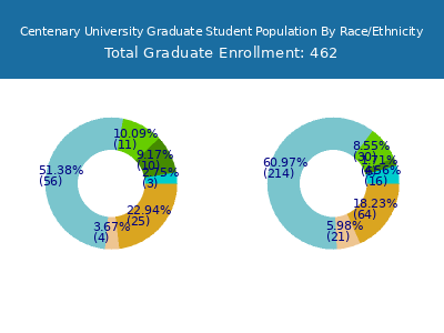 Centenary University 2025 Graduate Enrollment by Gender and Race chart