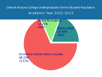 Central Arizona College 2023 Online Student Population chart