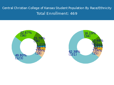 Central Christian College of Kansas 2025 Student Population by Gender and Race chart