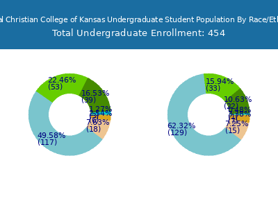 Central Christian College of Kansas 2025 Undergraduate Enrollment by Gender and Race chart