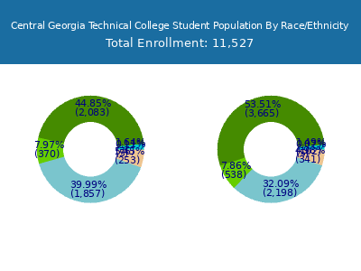 Central Georgia Technical College 2025 Student Population by Gender and Race chart