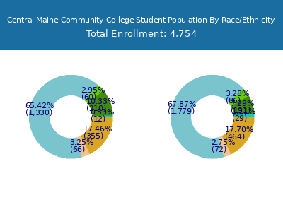 Central Maine Community College 2025 Student Population by Gender and Race chart