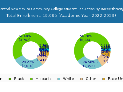 Central New Mexico Community College 2023 Student Population by Gender and Race chart
