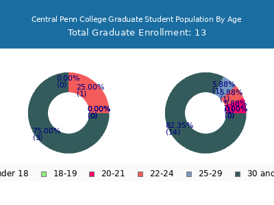 Central Penn College 2024 Graduate Enrollment Age Diversity Pie chart
