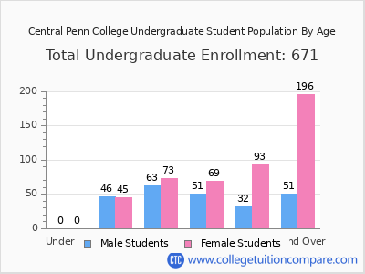 Central Penn College 2024 Undergraduate Enrollment by Age chart