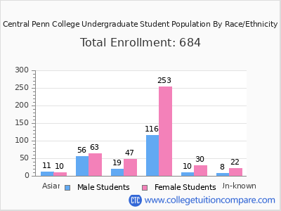 Central Penn College 2025 Undergraduate Enrollment by Gender and Race chart