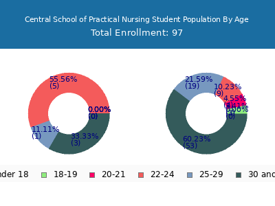 Central School of Practical Nursing 2025 Student Population Age Diversity Pie chart
