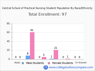 Central School of Practical Nursing 2025 Student Population by Gender and Race chart