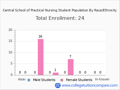 Central School of Practical Nursing 2025 Student Population by Gender and Race chart