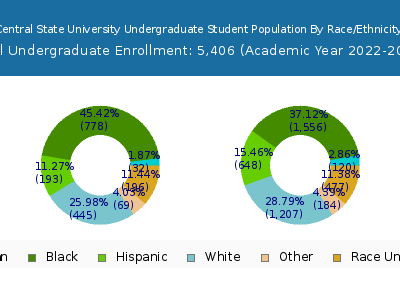Central State University 2023 Undergraduate Enrollment by Gender and Race chart