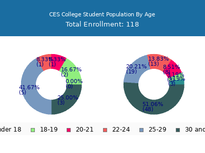 CES College 2024 Student Population Age Diversity Pie chart