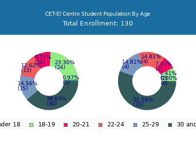CET-El Centro 2025 Student Population Age Diversity Pie chart