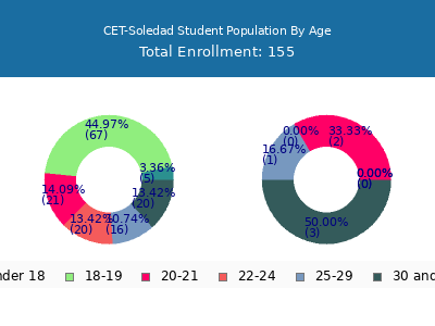 CET-Soledad 2025 Student Population Age Diversity Pie chart