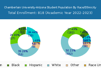 Chamberlain University-Arizona 2023 Student Population by Gender and Race chart