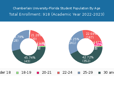 Chamberlain University-Florida 2023 Student Population Age Diversity Pie chart