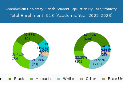 Chamberlain University-Florida 2023 Student Population by Gender and Race chart
