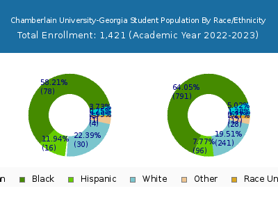 Chamberlain University-Georgia 2023 Student Population by Gender and Race chart