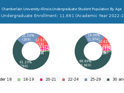Chamberlain University-Illinois 2023 Undergraduate Enrollment Age Diversity Pie chart