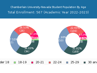 Chamberlain University-Nevada 2023 Student Population Age Diversity Pie chart