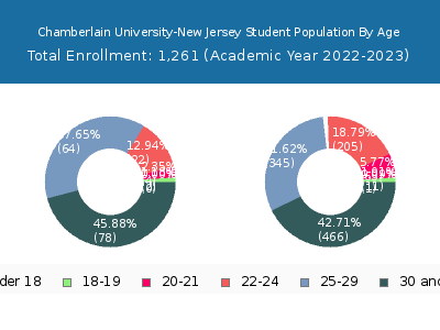 Chamberlain University-New Jersey 2023 Student Population Age Diversity Pie chart