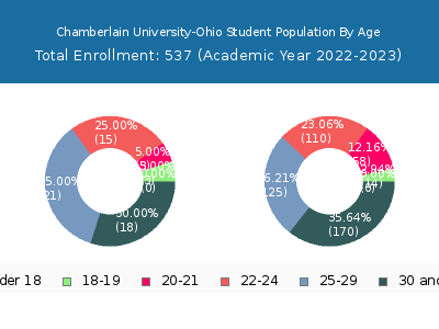 Chamberlain University-Ohio 2023 Student Population Age Diversity Pie chart