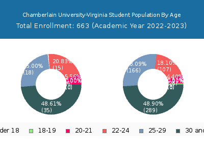 Chamberlain University-Virginia 2023 Student Population Age Diversity Pie chart