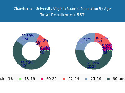 Chamberlain University-Virginia 2025 Student Population Age Diversity Pie chart