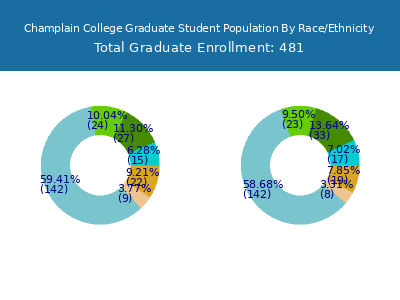 Champlain College 2025 Graduate Enrollment by Gender and Race chart