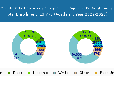 Chandler-Gilbert Community College 2023 Student Population by Gender and Race chart
