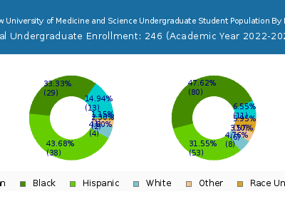 Charles R Drew University of Medicine and Science 2023 Undergraduate Enrollment by Gender and Race chart