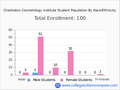 Charleston Cosmetology Institute 2025 Student Population by Gender and Race chart