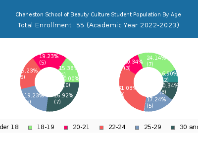 Charleston School of Beauty Culture 2023 Student Population Age Diversity Pie chart