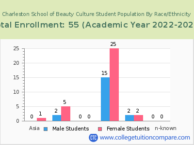 Charleston School of Beauty Culture 2023 Student Population by Gender and Race chart